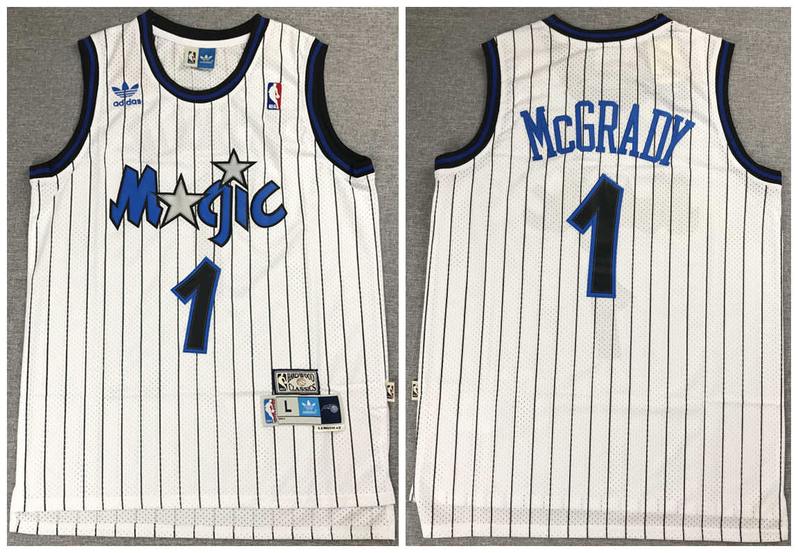 Men's Orlando Magic #1 Tracy McGrady White NBA Throwback Stitched Jersey Men's Orlando Magic #1 Tracy McGrady White NBA Throwback Stitched Jersey